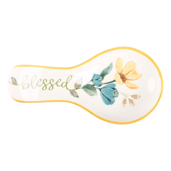 Spoon Rest Blessed Yellow Stoneware (08/25)