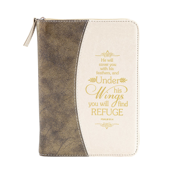 Journal Under His Wings Gold Flecked Brown Zip (08/25)