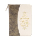 Journal Under His Wings Gold Flecked Brown Zip (08/25)
