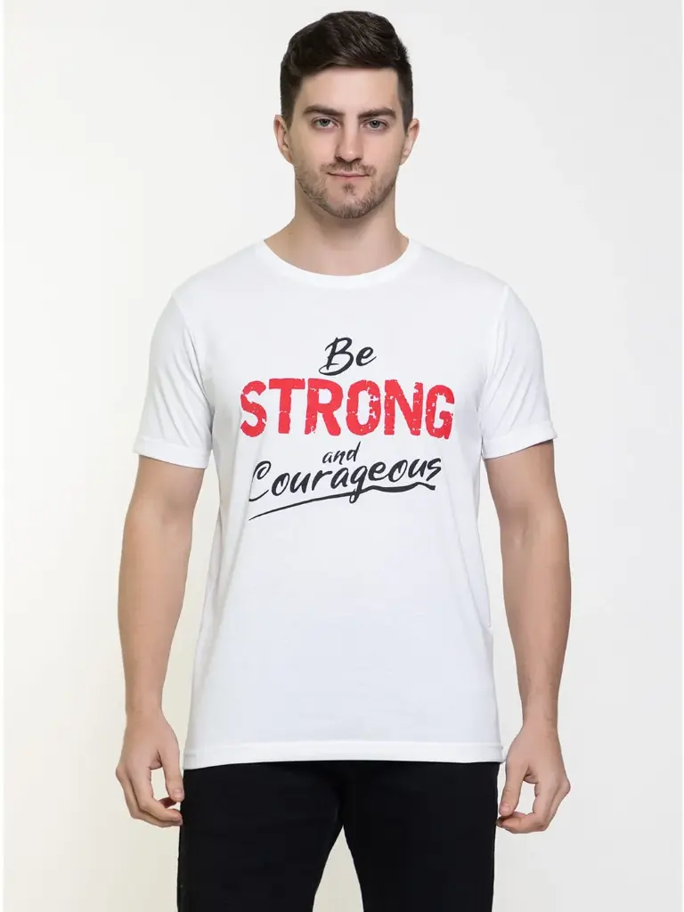 Tshirt Be Strong & Courageous White Large (08/25) 