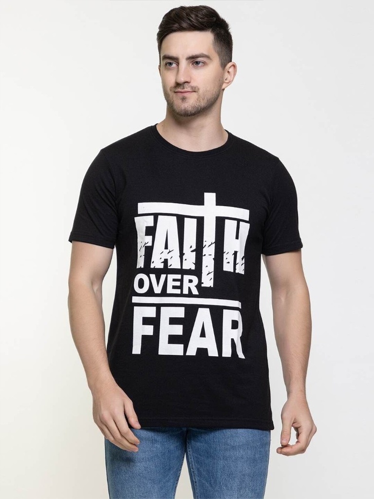 Tshirt Faith Over Fear Cross Black 2XL (08/25)
