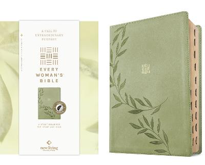 NLT Every Woman’s Bible, Filament Enabled, LeatherLike, Indexed, Olive Branch Green, Red Letter (09/25)