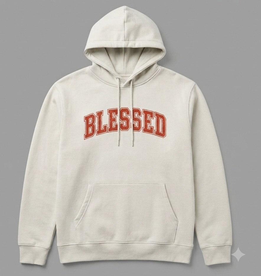 Hoodie Blessed White Large 