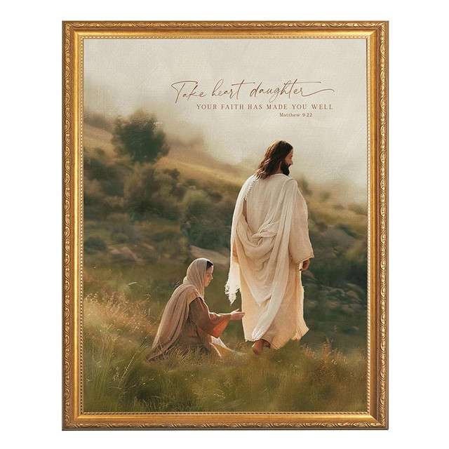 Gold Framed Print Take Heart Daughter Linen (03/26)