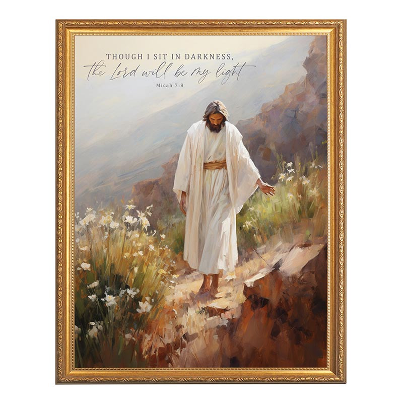 Gold Framed Print The Lord Will Be My Light Linen (03/26)