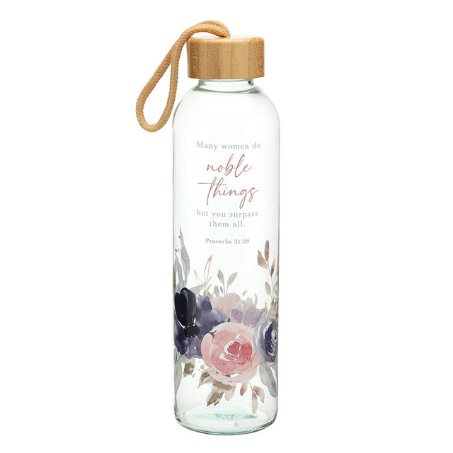 Glass Bottle Many Women Do Noble Things Bamboo Lid (03/26)
