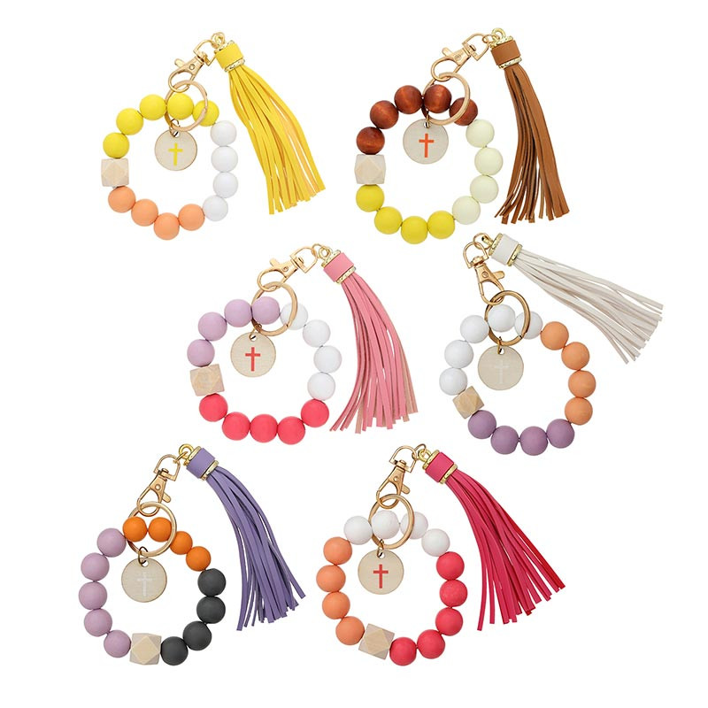 Bead Key Chain With Tassel 24 Piece Filled DISPLAY TUB (03/26)