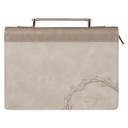 Bible Case Large Amazing Grace Crown Thorns Taupe