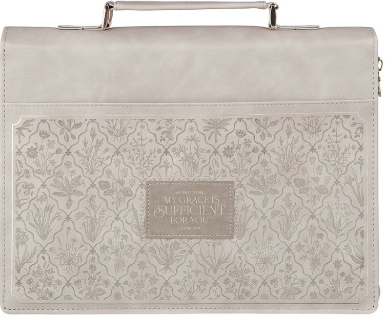 Bible Case Medium My Grace Is Sufficient Wildflower Taupe