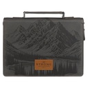 Bible Case Medium Be Strong and Courageous Charcoal Grey