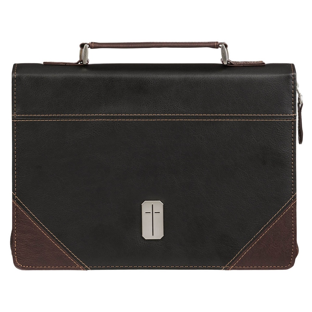 Bible Case Medium Pursue Righteousness Black/Walnut Brown 