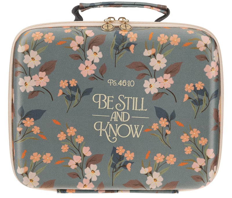 Bible Organizer Hardcover Green Floral Be Still Ps. 46:10