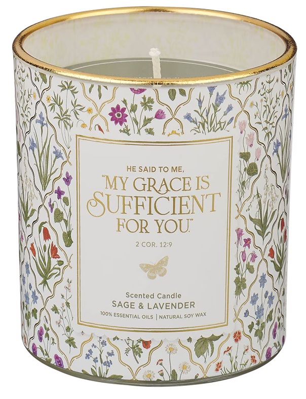 Glass Candle My Grace Is Sufficient 2 Cor. 12:9
