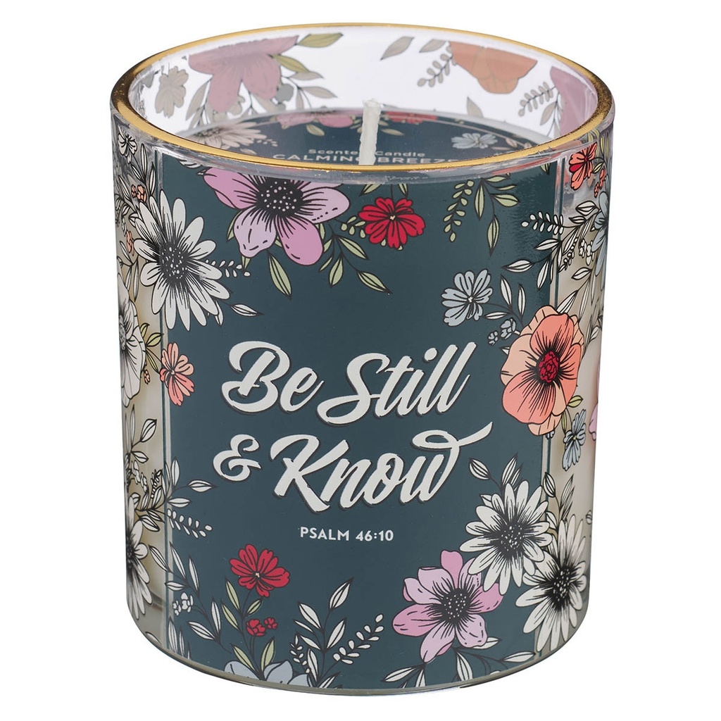 Glass Candle Botanical Calming Breeze Scented Be Still & Know Ps. 46:10