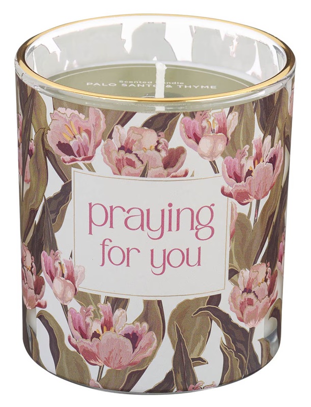 Glass Candle Praying For You