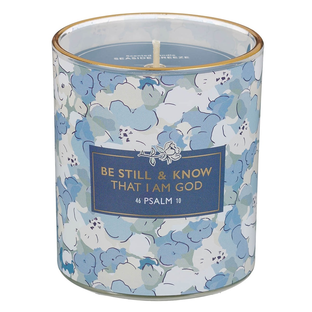 Glass Candle Seaside Breeze Scented Be Still & Know Ps. 46:10