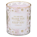 Glass Candle Bless You and Keep You Blossom and Coconut Scented Num. 6:24