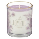Glass Candle Be Joyful Rain-Drenched Lotus Scented 1 Thess. 5:16