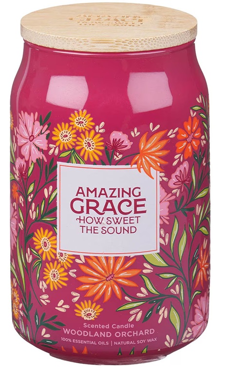 Glass Candle w/ Bamboo Lid Amazing Grace