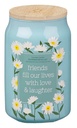 Glass Candle w/ Bamboo Lid Friends Fill Our Lives With Love & Laughter