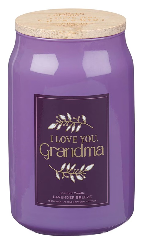 Glass Candle w/ Bamboo Lid I Love You, Grandma