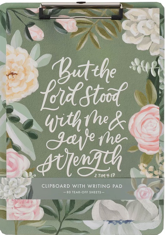 Clipboard w/Pad Green Floral But the Lord Stood With Me 1 Tim. 4:17
