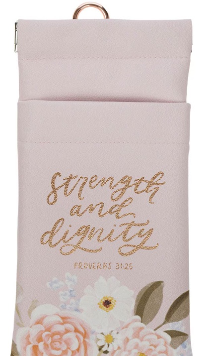 Double Eyeglass Case Strength & Dignity Pink Floral