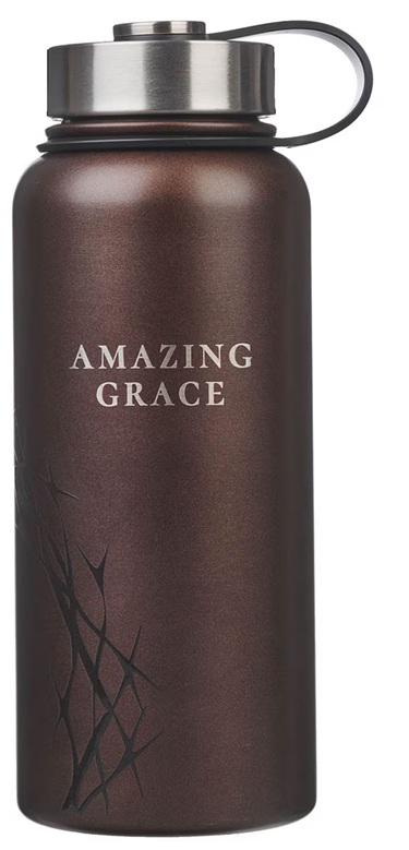 Water Bottle Amazing Grace Crown of Thorns Metallic Brown Stainless Steel