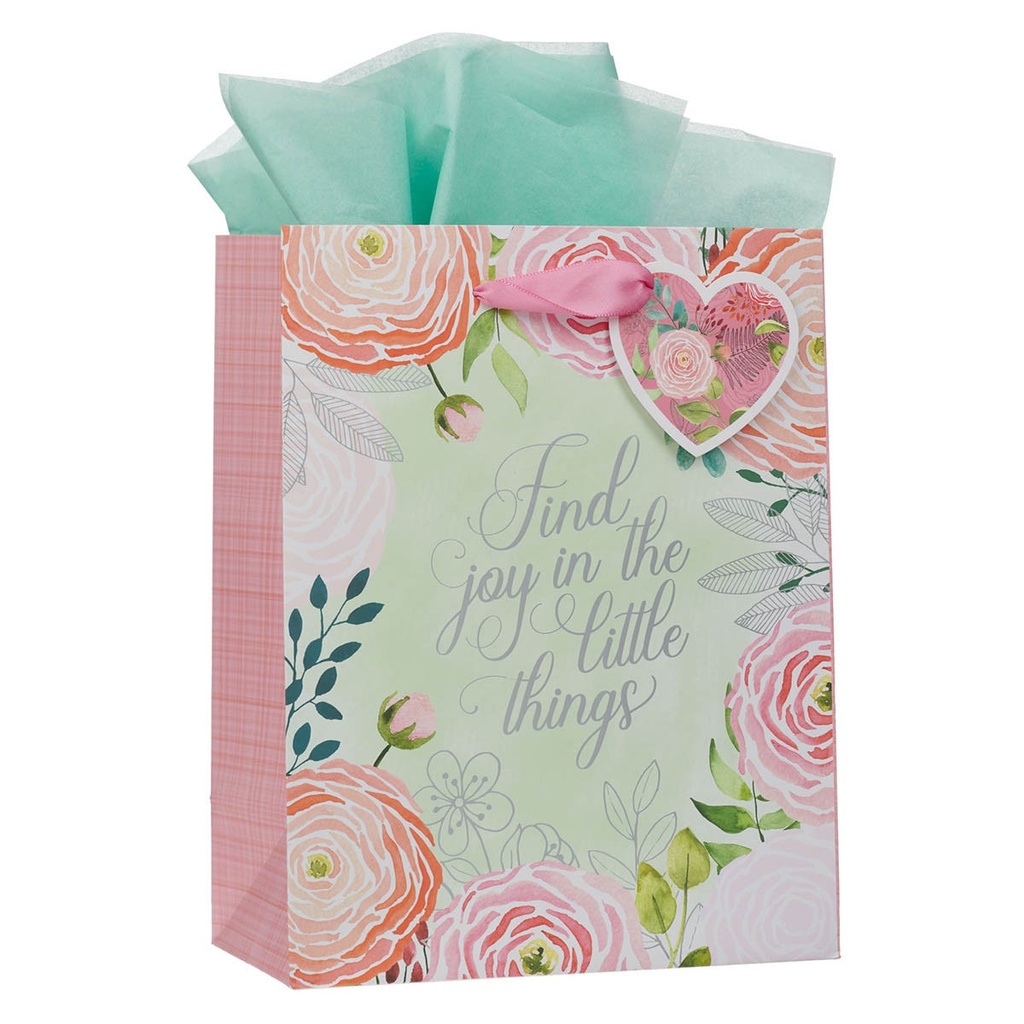Gift Bag Medium Grateful Heart Pink Floral