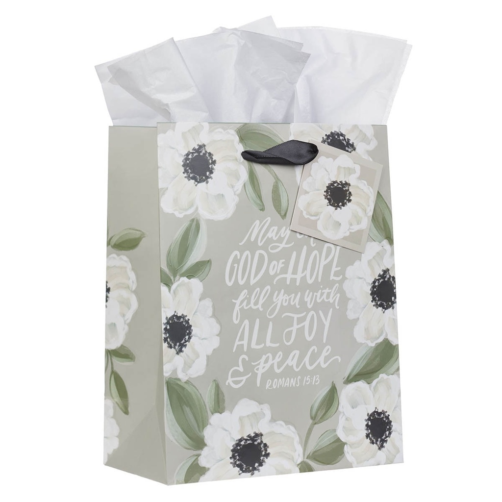 Gift Bag Medium God of Hope Grey Floral