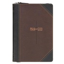 Journal Classic Zip Two-tone Brown and Black Zippered Man of God 1 Tim 6:11