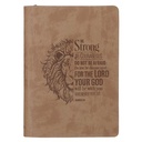 Journal Be Strong and Courageous Lion Tan Classic Faux Leather