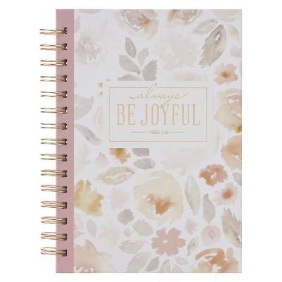 Journal Spiral Dusty Mauve Floral Be Joyful 1 Thess. 5:16