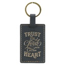 Keyring Trust In The Lord Charcoal Grey Faux Leather
