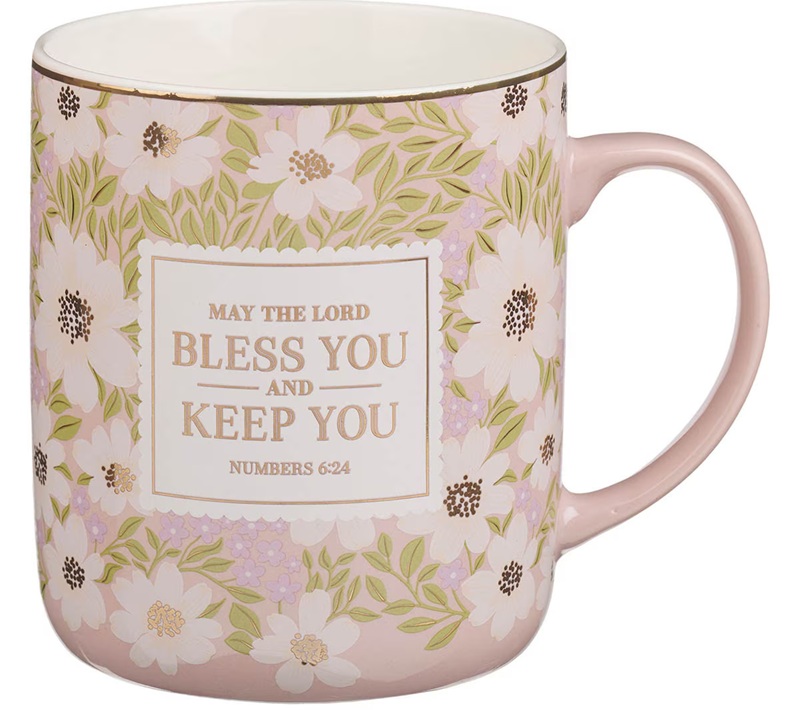 Mug Pink Floral The Lord Bless You and Keep You Num. 6:24
