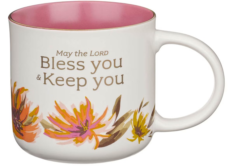 Mug Pink Floral Bless You & Keep You Num. 6:24