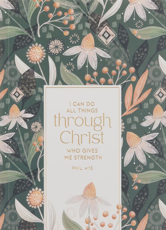 Notebook Through Christ Green Floral Medium