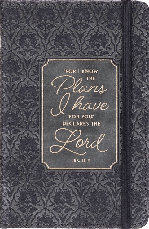 Notebook with Elastic Closure Faux Black and Grey I Know the Plans