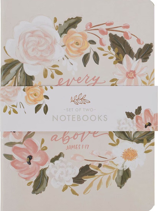 Notebook Set Medium 2pc Cream Green Floral