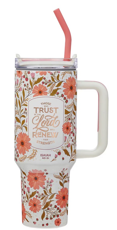 Tumbler SS Coral Floral Those Who Trust In The Lord Isa. 40:31