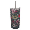 Tumbler SS Teal Floral Be Still & Know Ps. 46:10