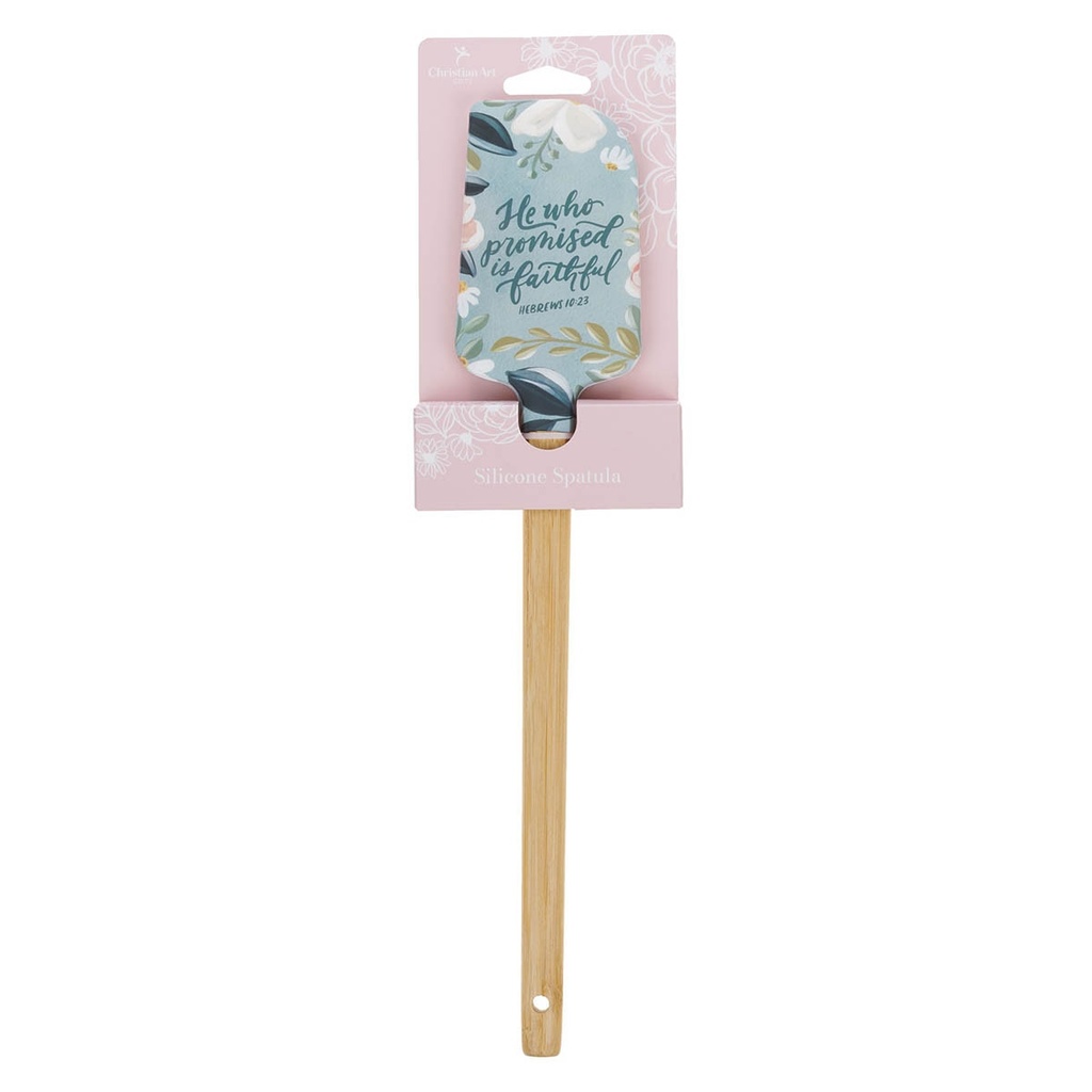 Spatula He Who Promised Is Faithful Blue Floral