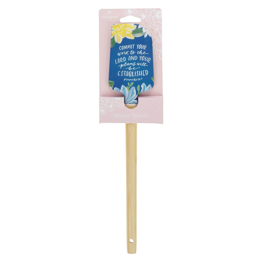 Spatula Commit Your Work To The Lord Navy Floral
