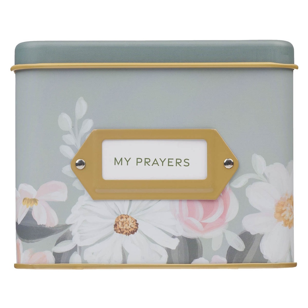 Tin Prayer Cards He Restores My Soul Green Floral