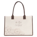 Tote Bag Be Strong and Courageous Floral Canvas