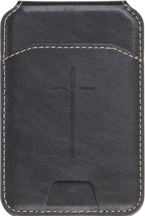 Phone Wallet Magnetic Leather Black Cross