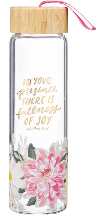 Water Bottle Fullness of Joy Floral Glass
