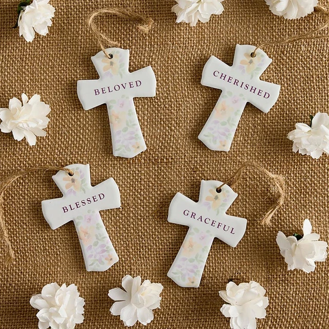 Ceramic Cross Blessed/Cherished/Beloved/Graceful Assorted Single