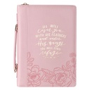 Bible Case Large He Will Cover You With His Feathers Pink 