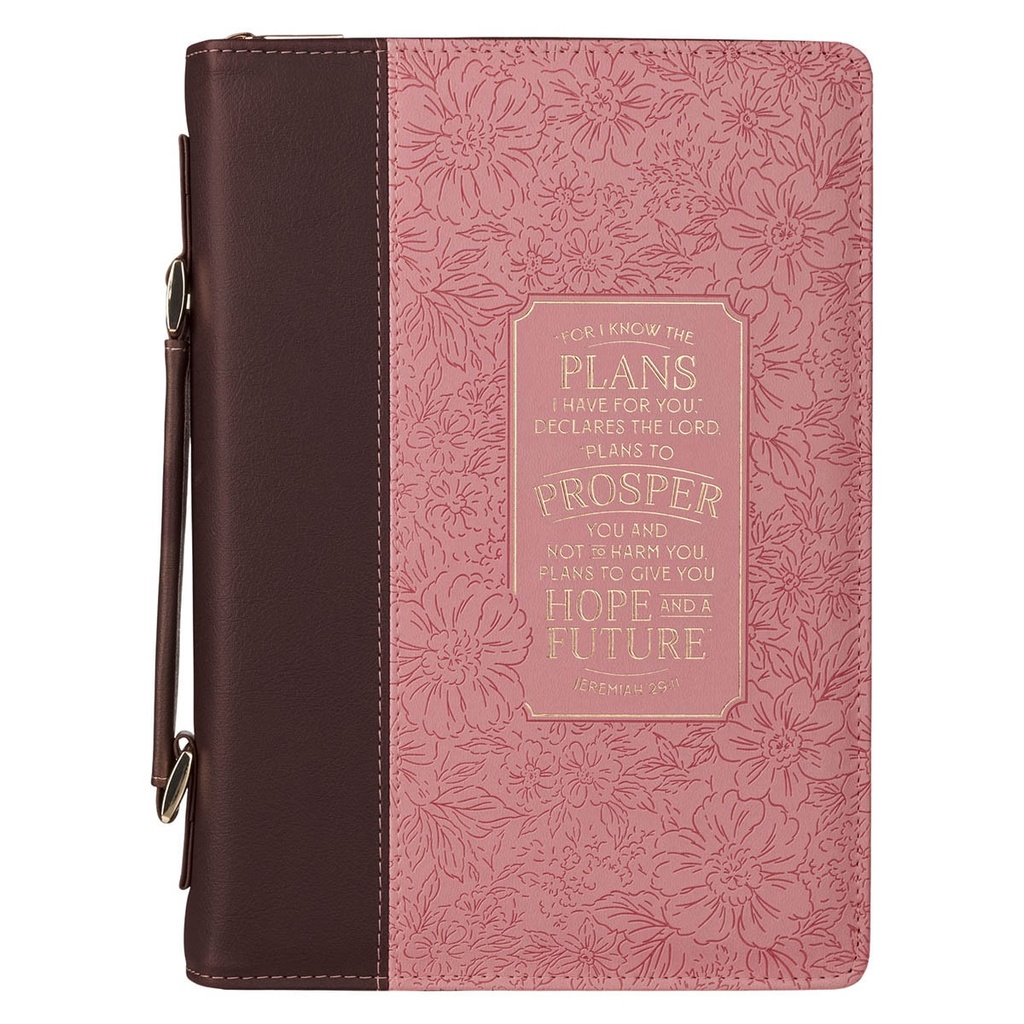 Bible Case Large I Know The Plans Pink and Brown